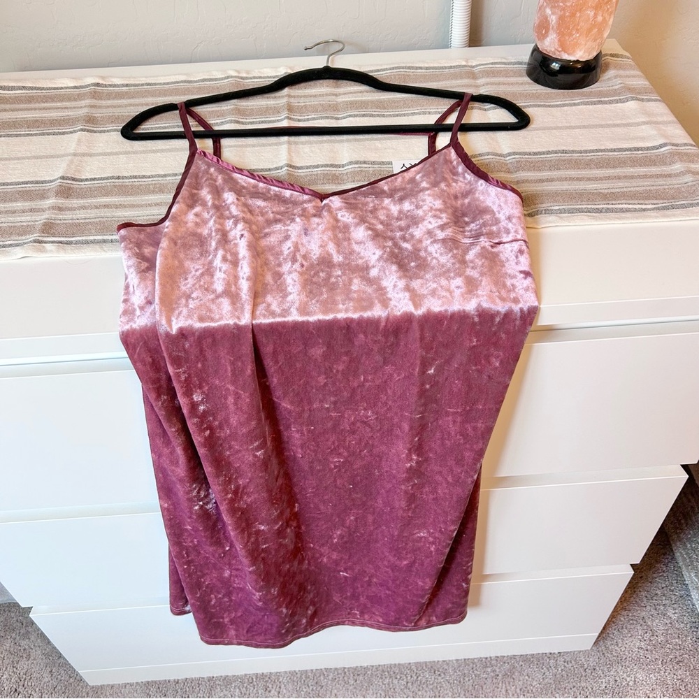 Roxy Velvet Camisole Dress | Size L in Blush Berry Maroon Color | Crushed Velvet - Picture 4 of 13